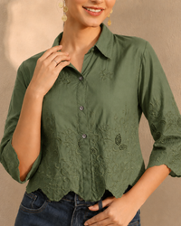 Collar Printed Relaxed Fit Cotton Casual Shirt