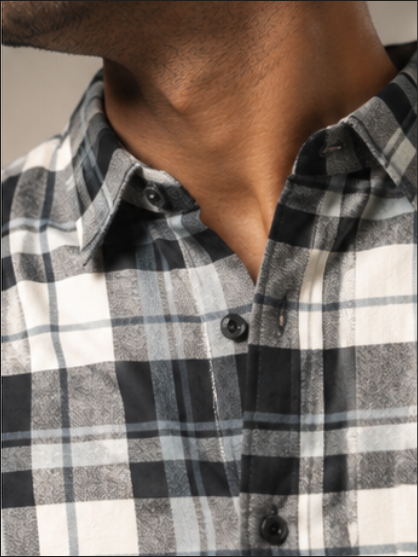 Men's Slim Fit Full Sleeves Checked Cotton Casual Shirt, Black & White