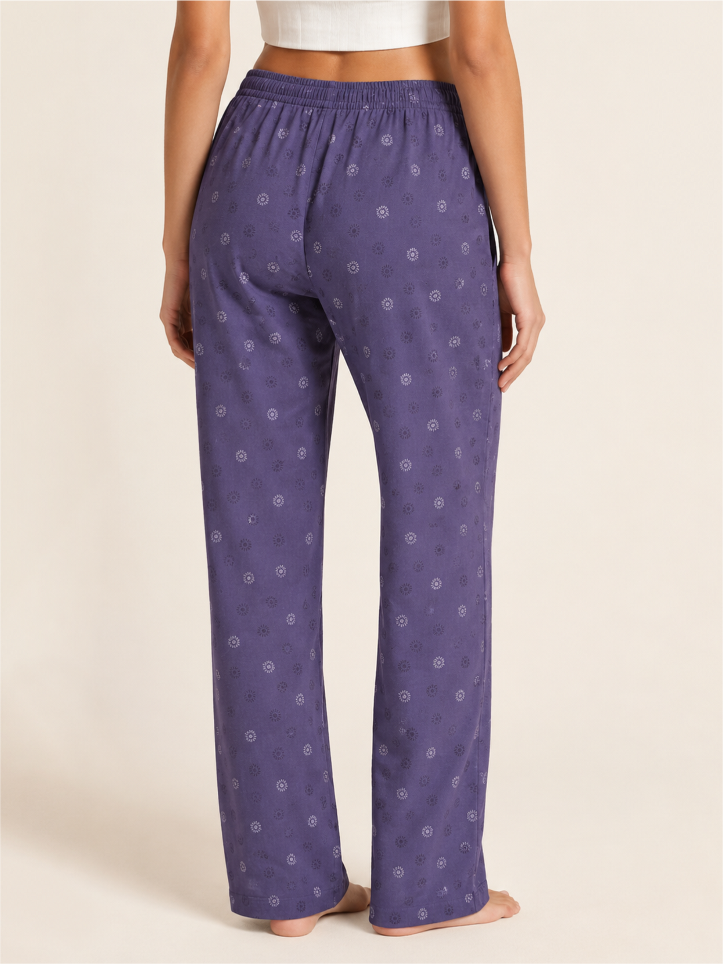 Stylish Purple Floral Print Relaxed Lower for Women