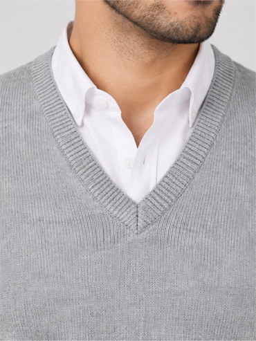 Men's Classic V-Neck Grey Sweater Vest