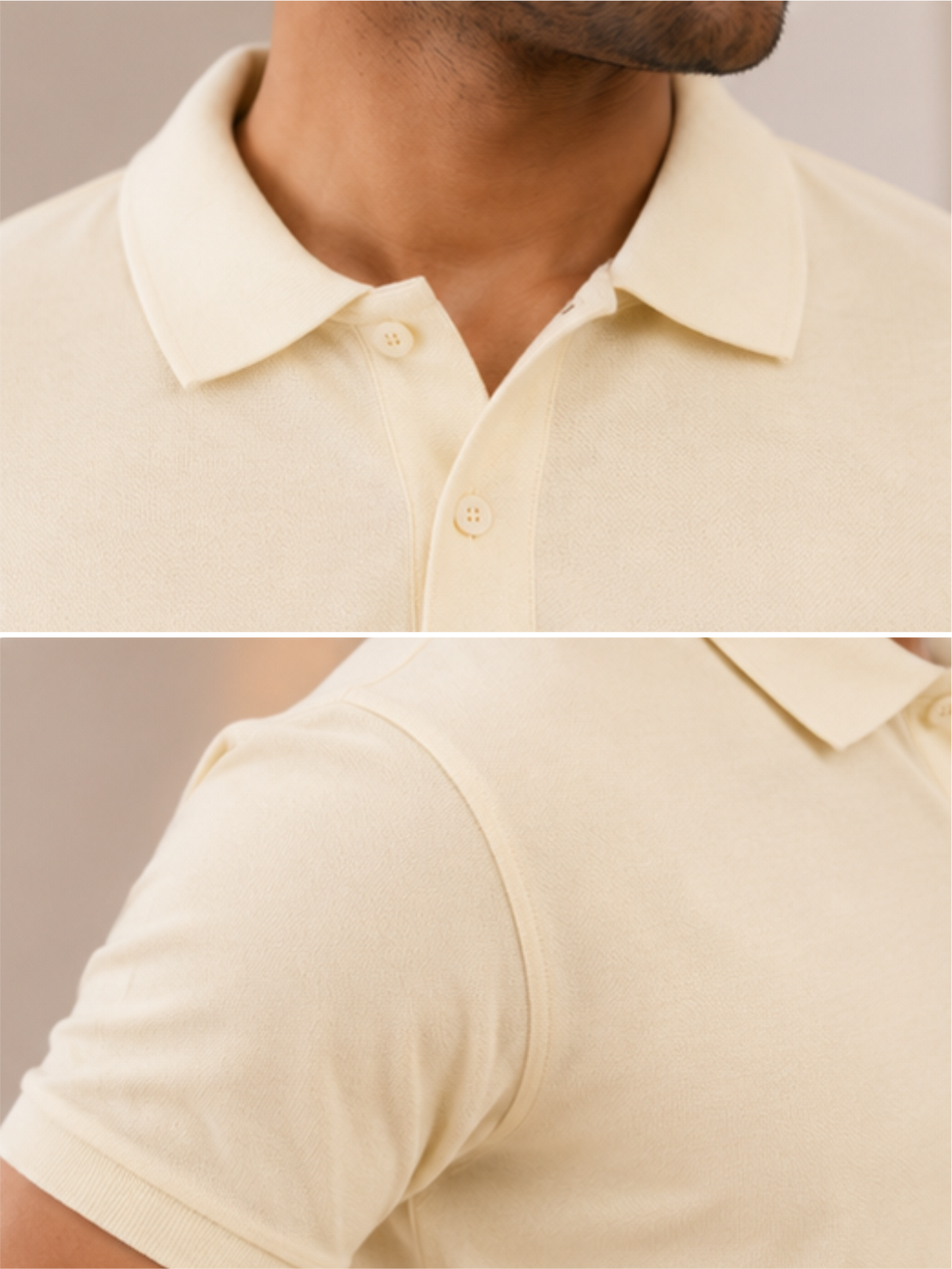 Men's Premium & Polo Neck Half Sleeves Plain with Pocket, Cream