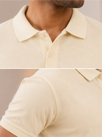 Men's Premium & Polo Neck Half Sleeves Plain with Pocket, Cream