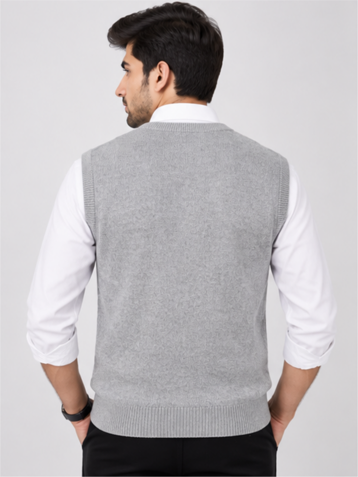 Men's Classic V-Neck Grey Sweater Vest
