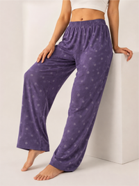 Stylish Purple Floral Print Relaxed Lower for Women