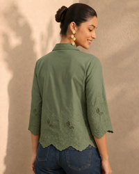 Collar Printed Relaxed Fit Cotton Casual Shirt
