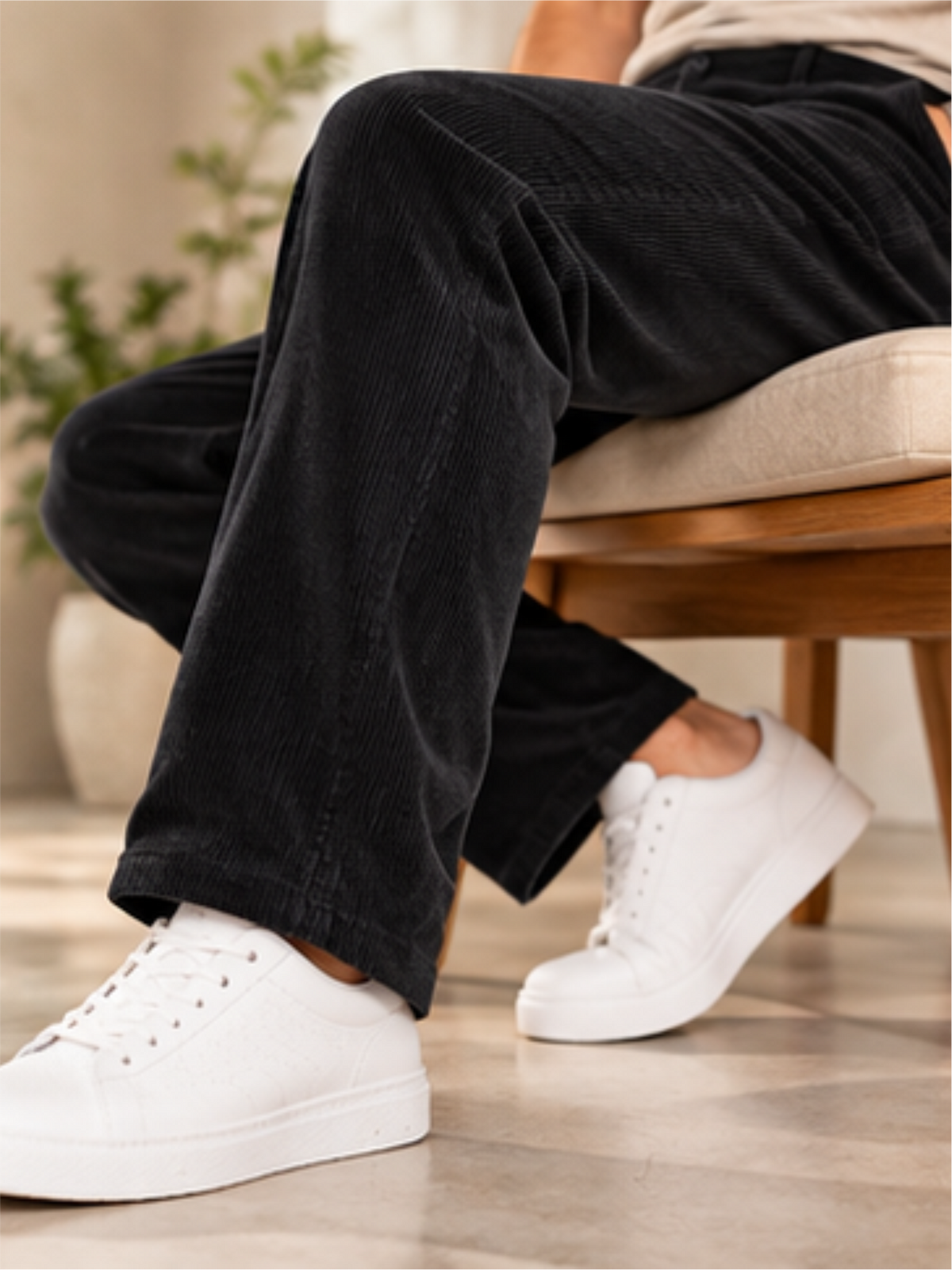 Men Comfort Fit Corduroy Stretchable Trousers