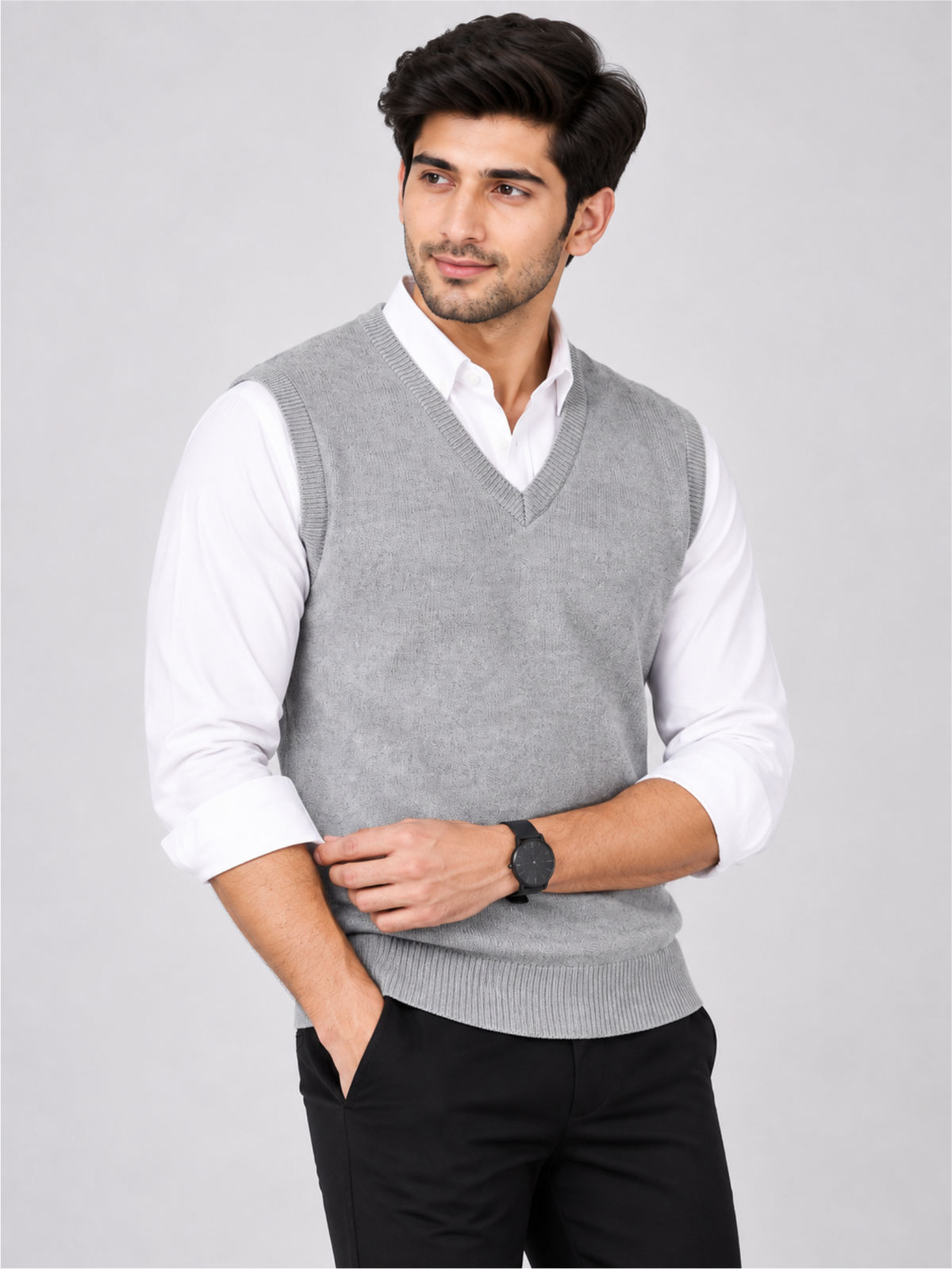 Men's Classic V-Neck Grey Sweater Vest