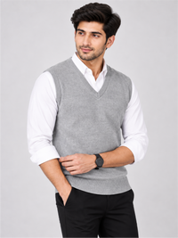 Men's Classic V-Neck Grey Sweater Vest