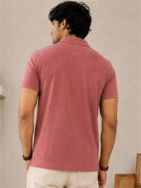 Men's Premium & Polo Neck Half Sleeves Plain with Pocket, Rust