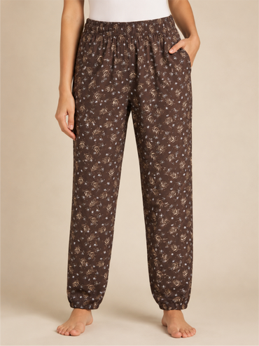 Floral Print Elastic Waist Lower for Women