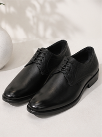 Men Textured Leather Formal&nbsp;Lace Up Shoes, Black