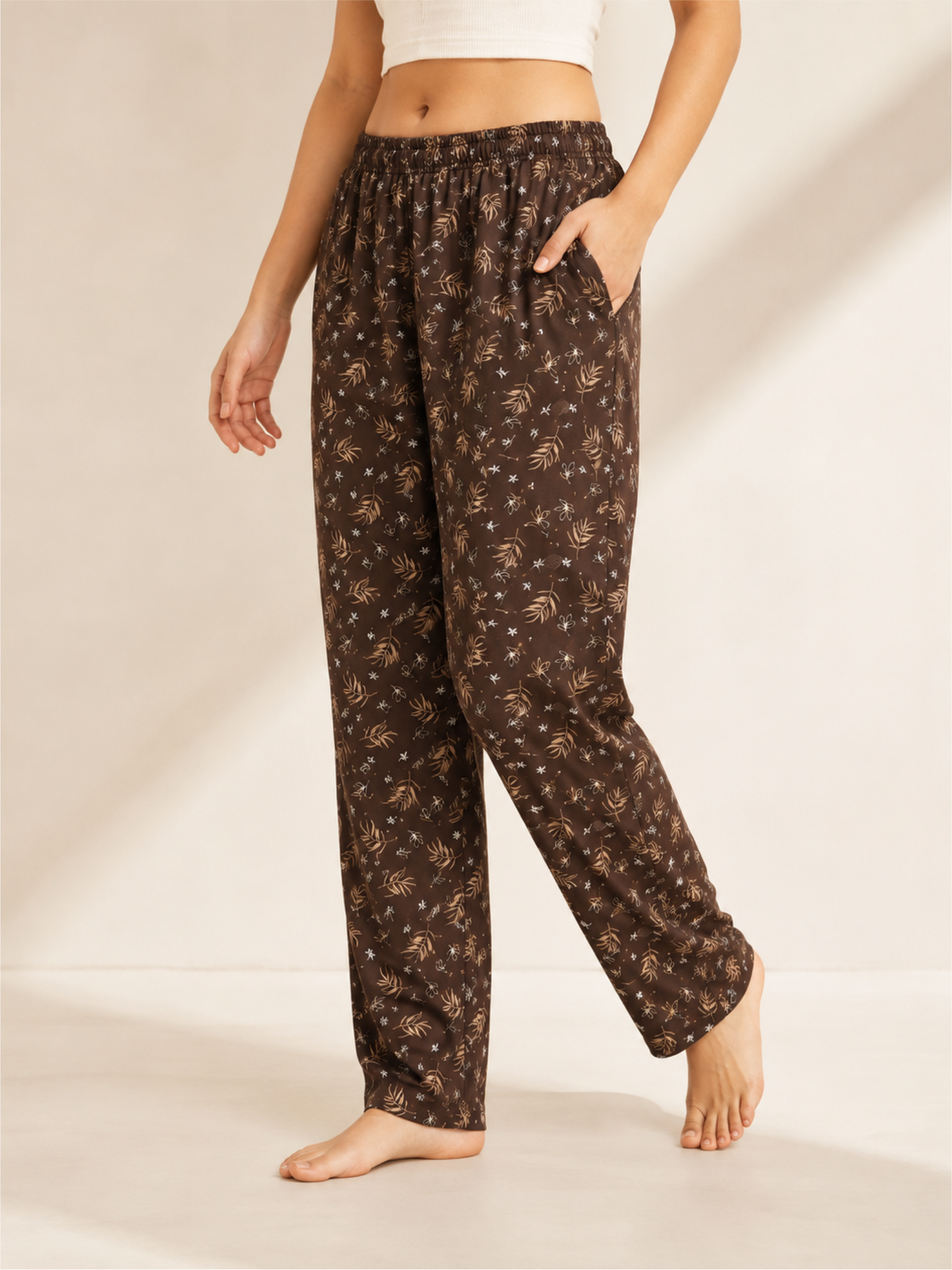 Floral Print Elastic Waist Lower for Women