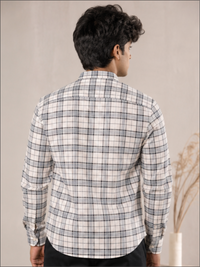 Men's Regular Fit Checkered Curved Collar Casual Shirt