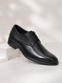 Men Textured Leather Formal&nbsp;Lace Up Shoes, Black