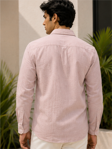 Men's Classic Solid Cotton Casual Shirt, Dusty Rose