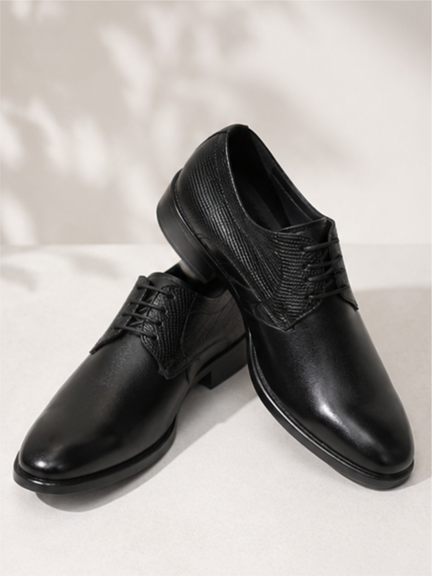 Men Textured Leather Formal&nbsp;Lace Up Shoes, Black