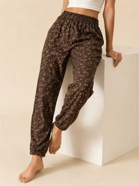 Floral Print Elastic Waist Lower for Women