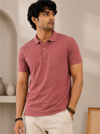 Men's Premium & Polo Neck Half Sleeves Plain with Pocket, Rust