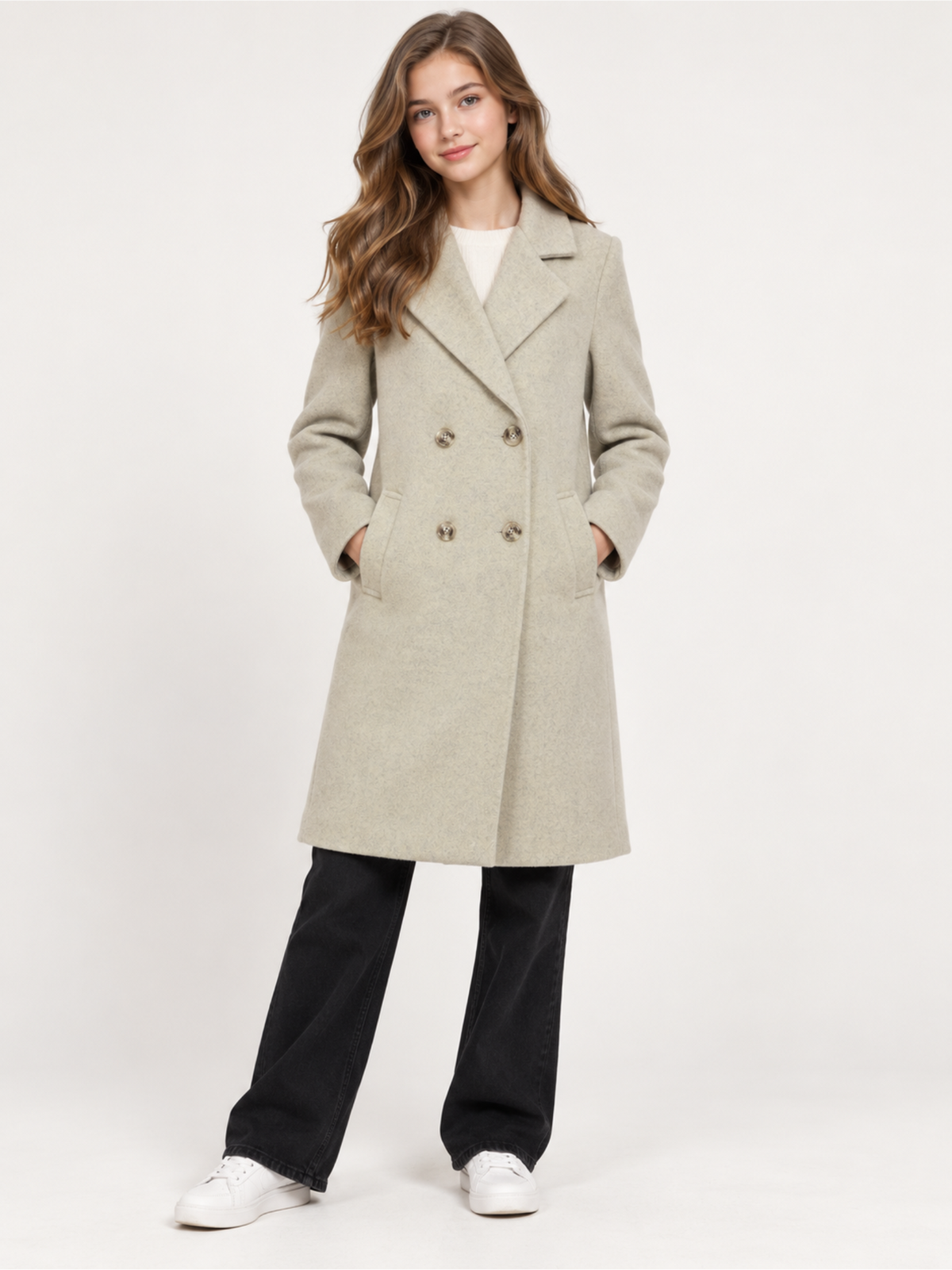Girls Soft Wool-Feel Formal Winter Coat