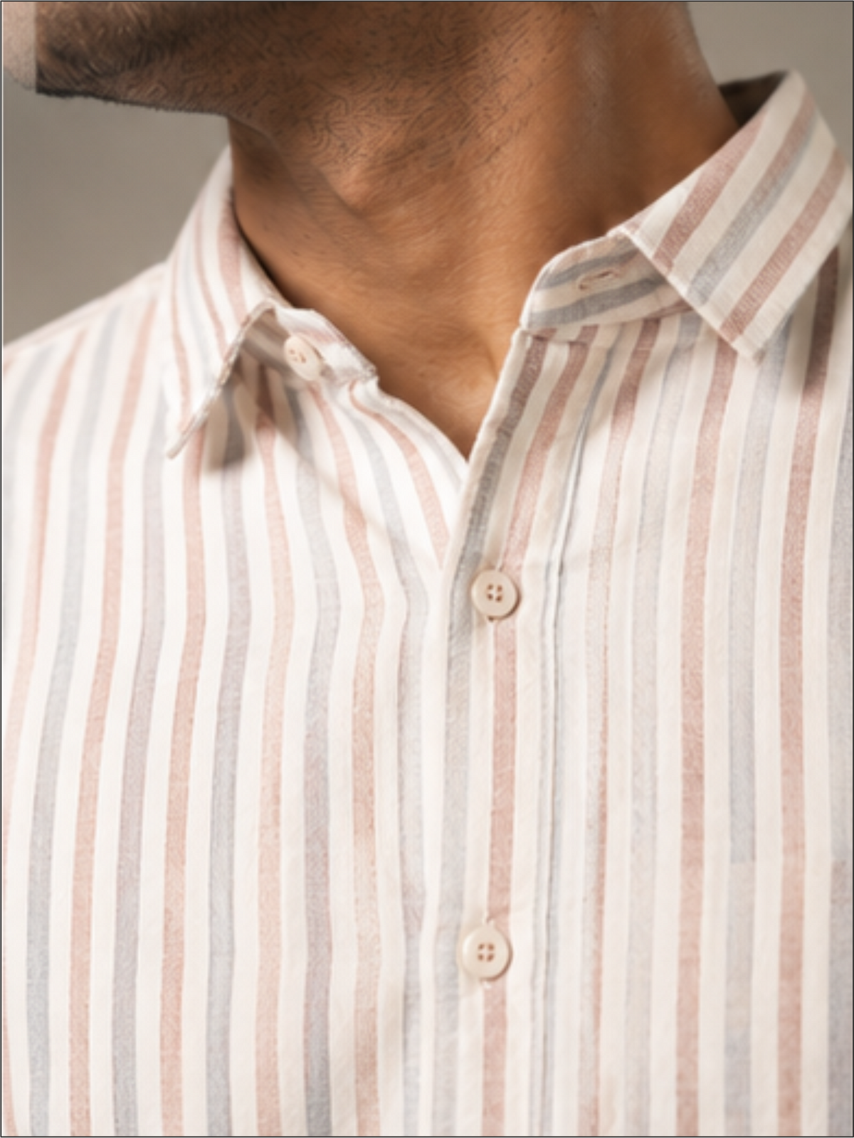 Men Striped Spread Full Sleeves Collar Casual Shirt