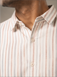 Men Striped Spread Full Sleeves Collar Casual Shirt