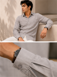 Men's Classic Solid Cotton Casual Shirt, Gray