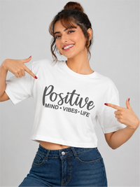 Positive Vibes Soft Cotton Printed Crop Top