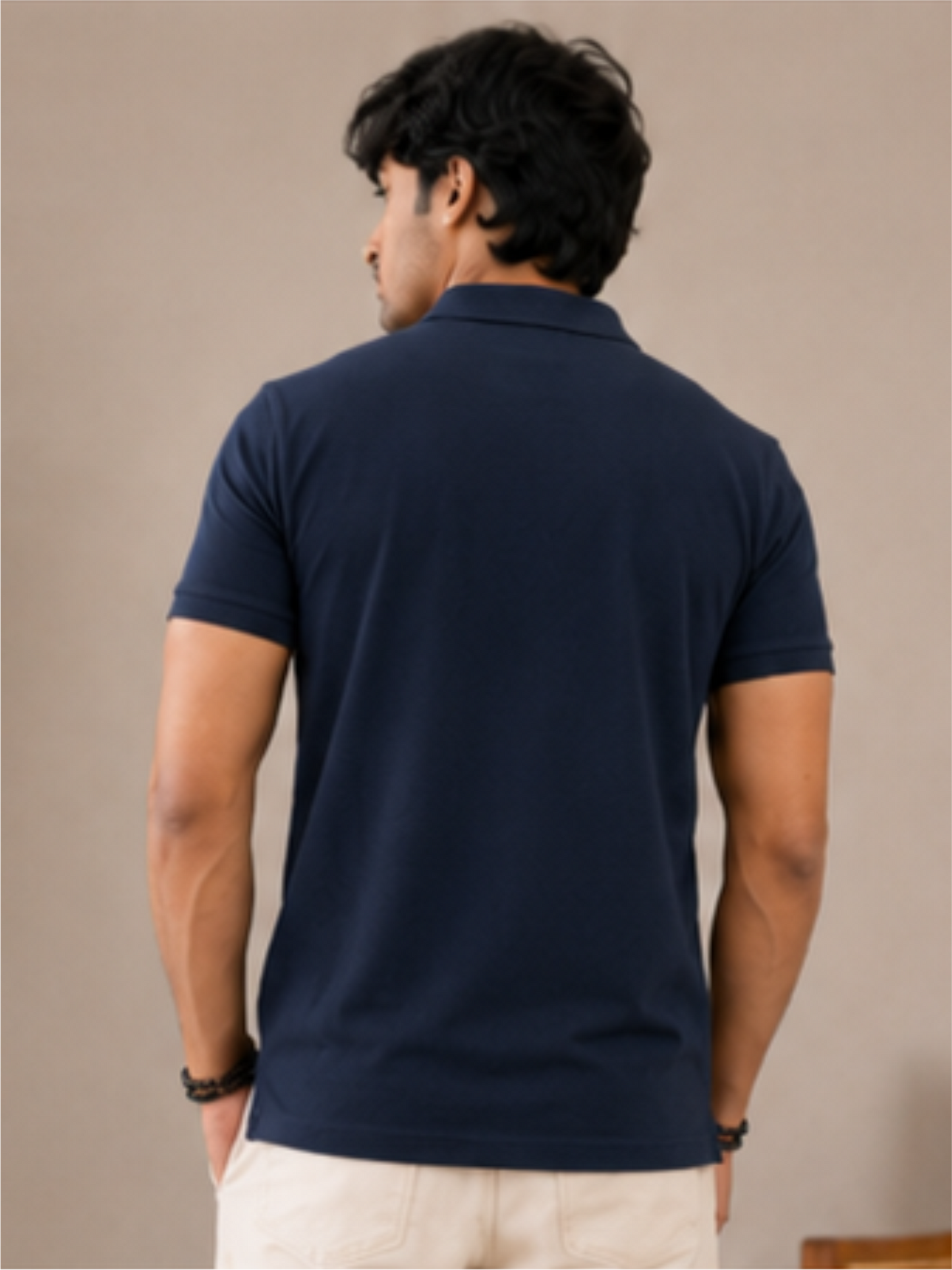 Men's Matty Polo Neck with Packet Half Slivees T-Shirt, Navy Blue