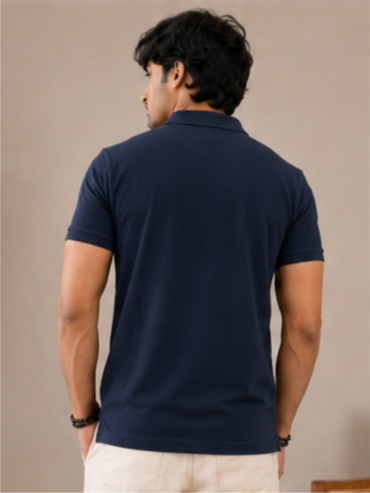 Men's Matty Polo Neck with Packet Half Slivees T-Shirt, Navy Blue