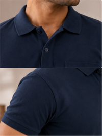 Men's Matty Polo Neck with Packet Half Slivees T-Shirt, Navy Blue