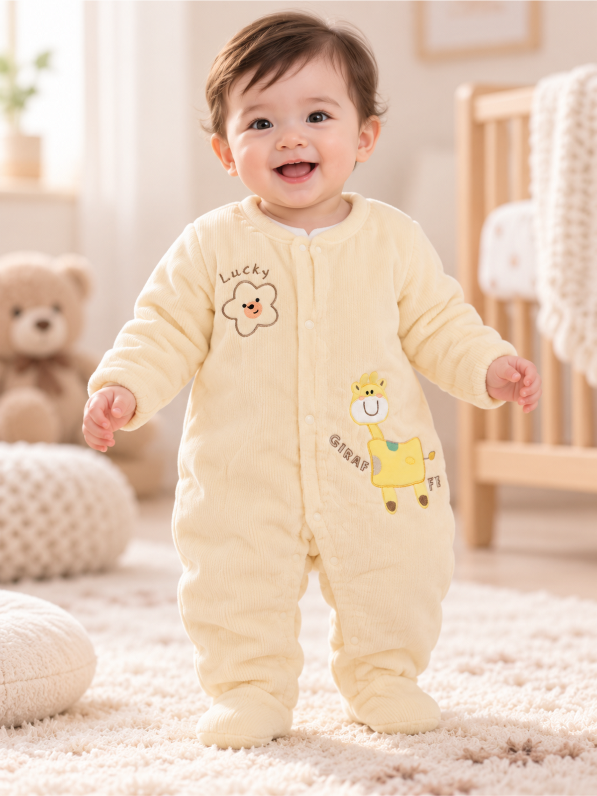 Infant Soft Full-Coverage Winter Romper with Footed Design