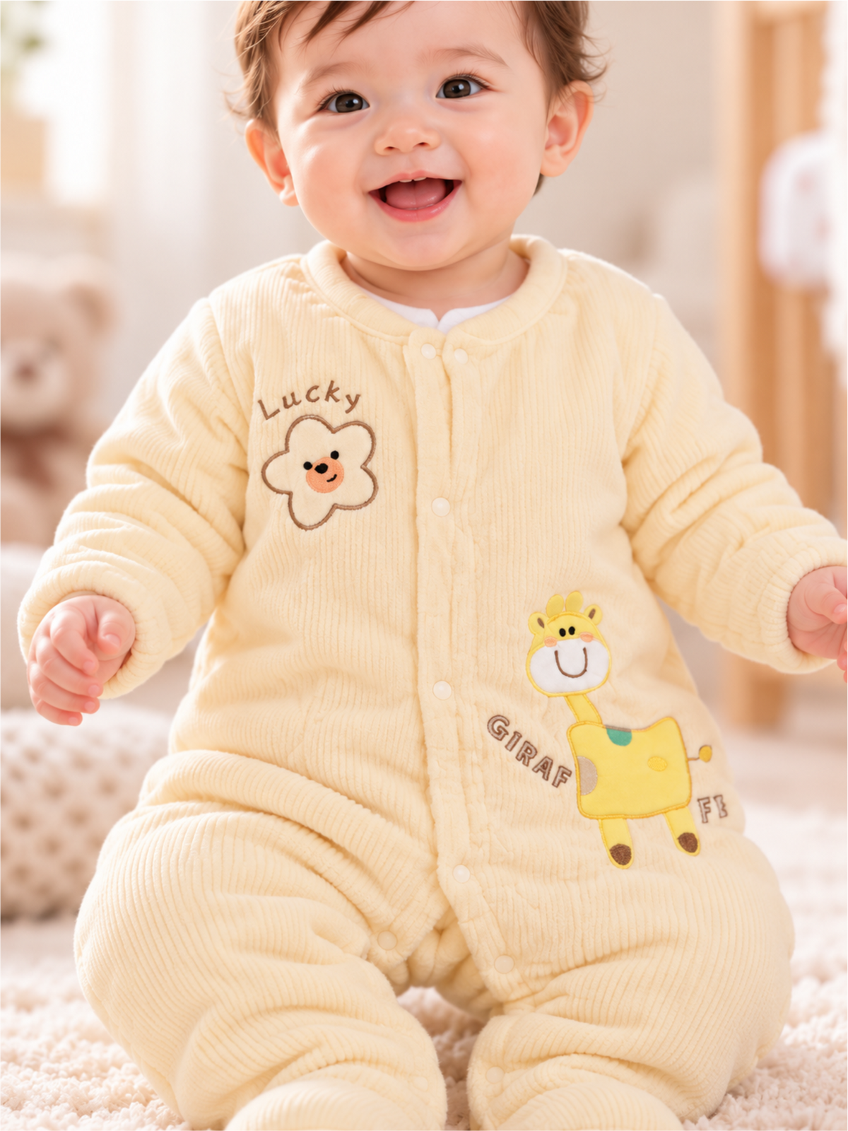 Infant Soft Full-Coverage Winter Romper with Footed Design