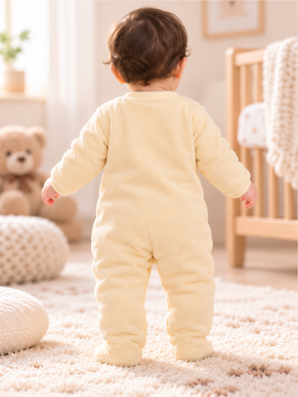 Infant Soft Full-Coverage Winter Romper with Footed Design