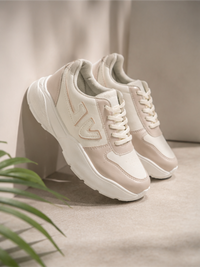 Groviano Athletic Shoes Lace up Sneakers Shoes for Women, Cream
