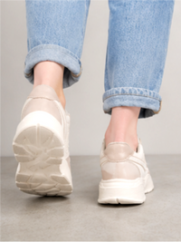 Groviano Athletic Shoes Lace up Sneakers Shoes for Women, Cream