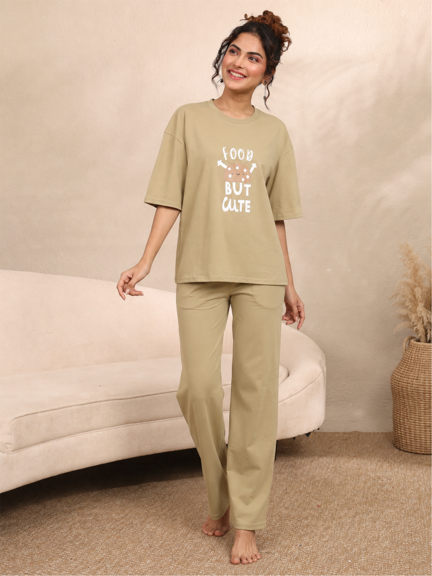 Casual Cotton T-Shirt with Straight Pants Co-Ord Set