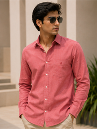 Men's Premium Solid Cotton Casual Shirt, Dusty Pink