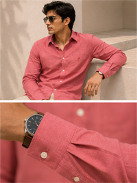 Men's Premium Solid Cotton Casual Shirt, Dusty Pink