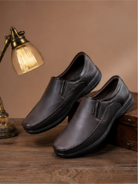 Leather Daily Slip On Formal Shoes for Men, Brown