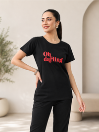 Soft Cotton Printed T-Shirt with Matching Pyjama Lounge & Sleepwear Set