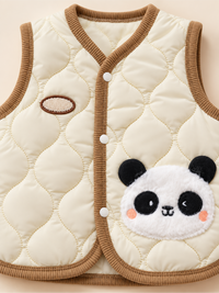 Baby Ultra-Soft Quilted Winter Waistcoat Unisex with Cute Animal Patch