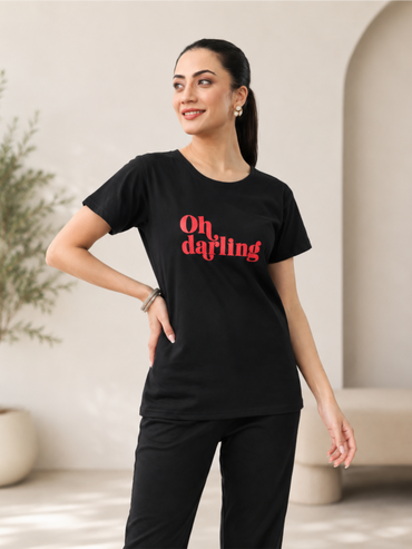 Soft Cotton Printed T-Shirt with Matching Pyjama Lounge & Sleepwear Set