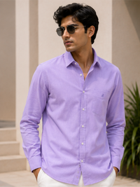Men's Premium Solid Cotton Casual Shirt, Purple