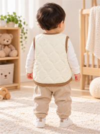 Baby Ultra-Soft Quilted Winter Waistcoat Unisex with Cute Animal Patch