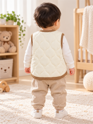 Baby Ultra-Soft Quilted Winter Waistcoat Unisex with Cute Animal Patch