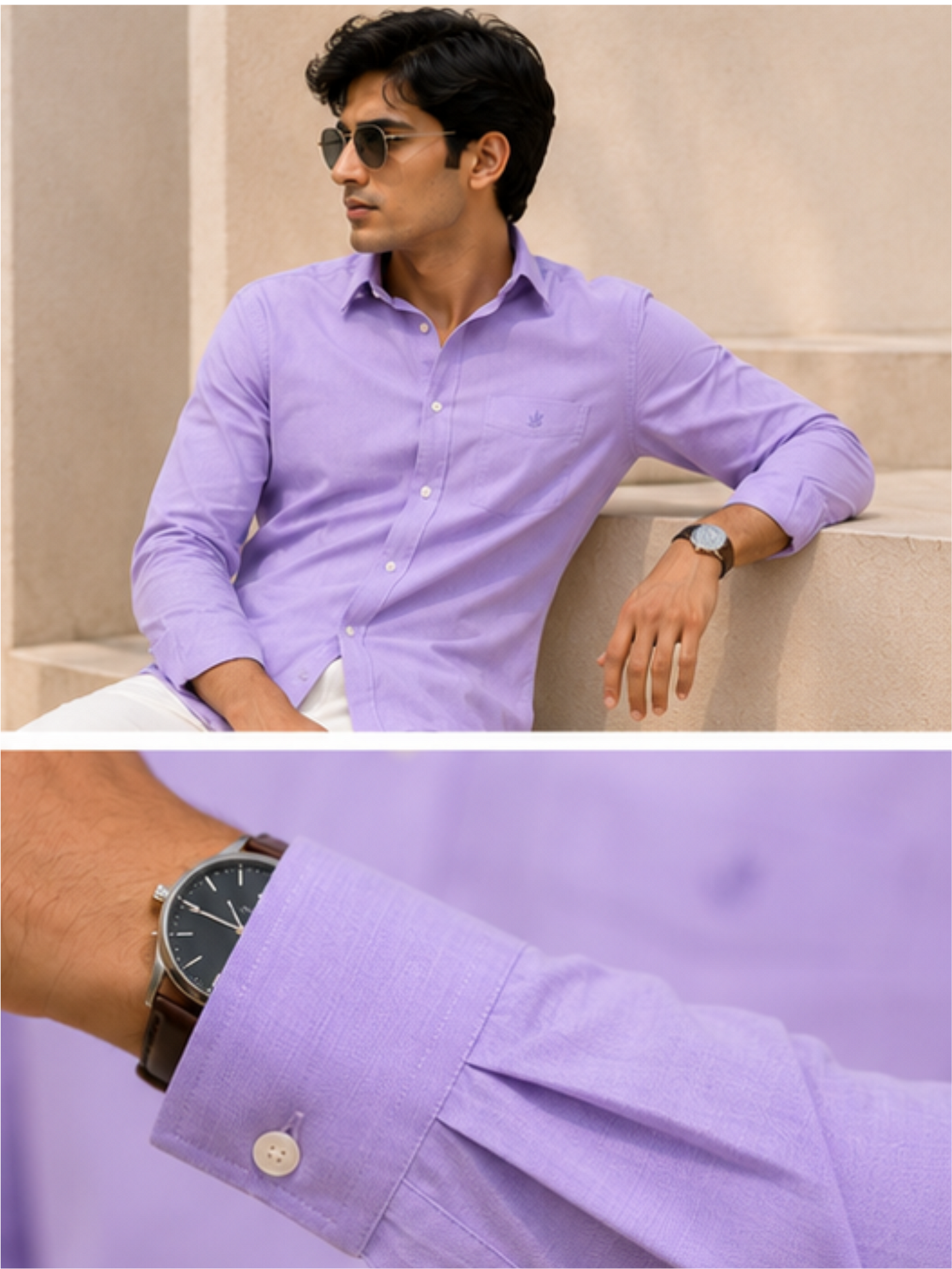 Men's Premium Solid Cotton Casual Shirt, Purple