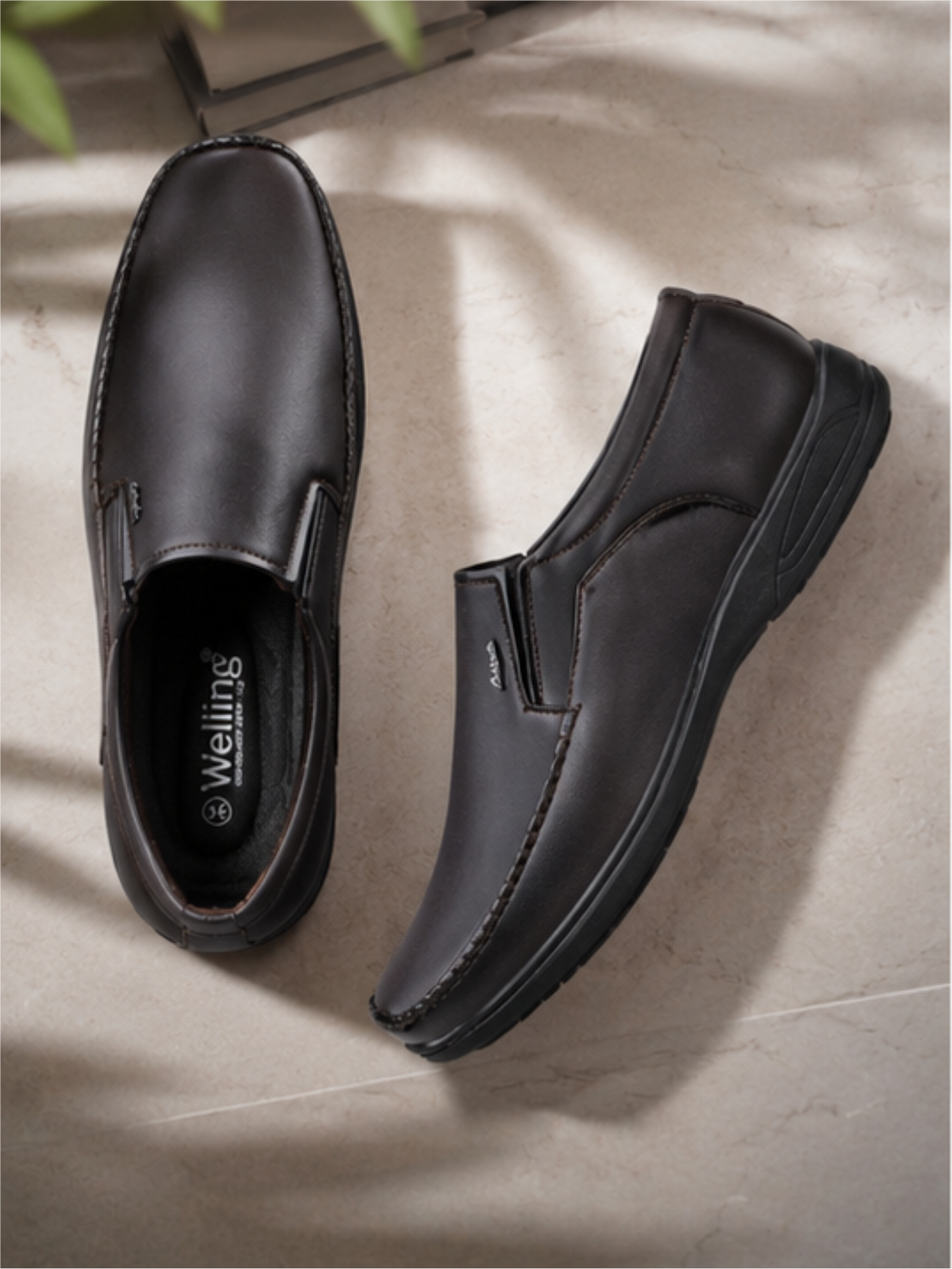 Leather Daily Slip On Formal Shoes for Men, Brown