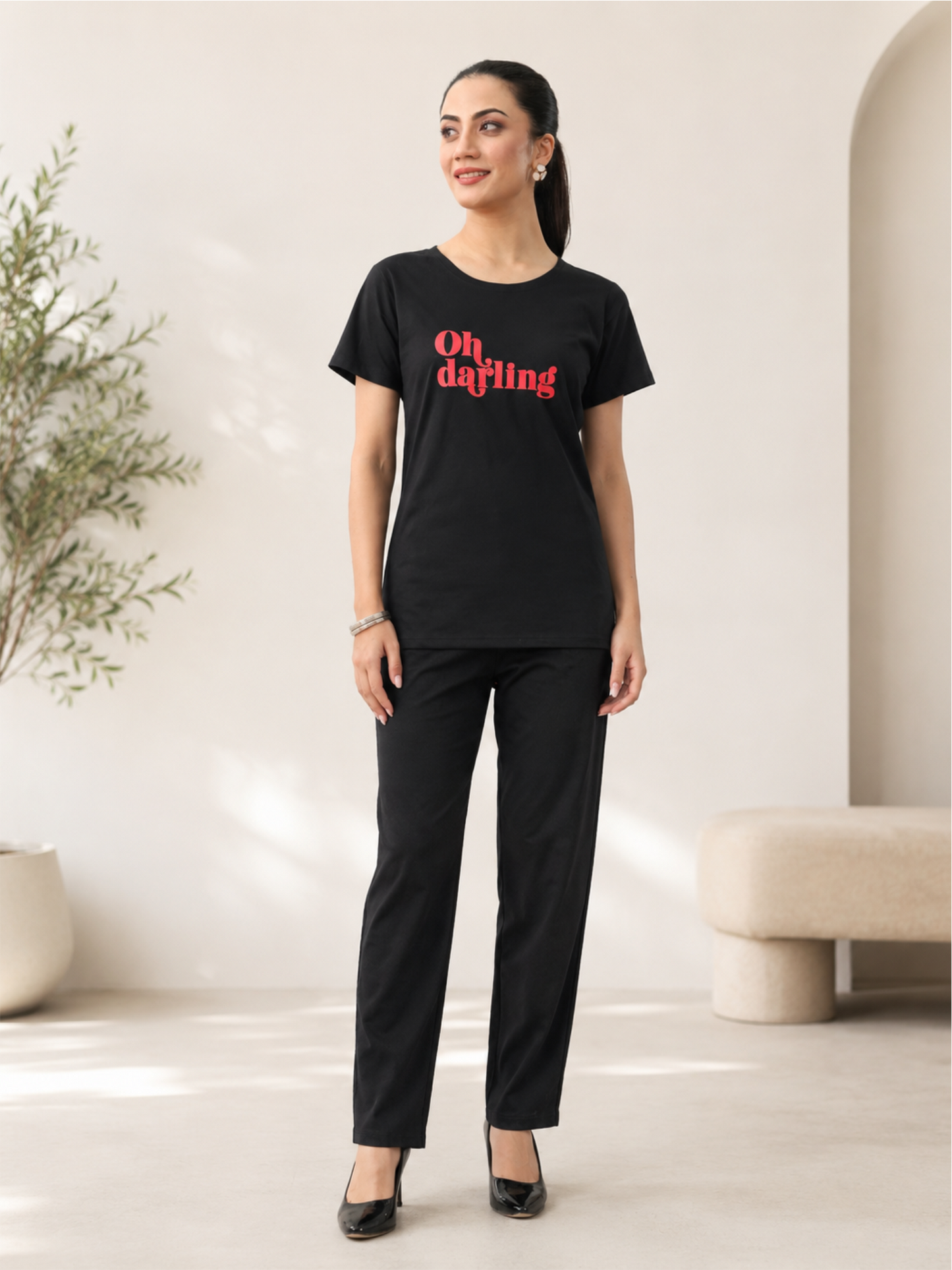 Soft Cotton Printed T-Shirt with Matching Pyjama Lounge & Sleepwear Set