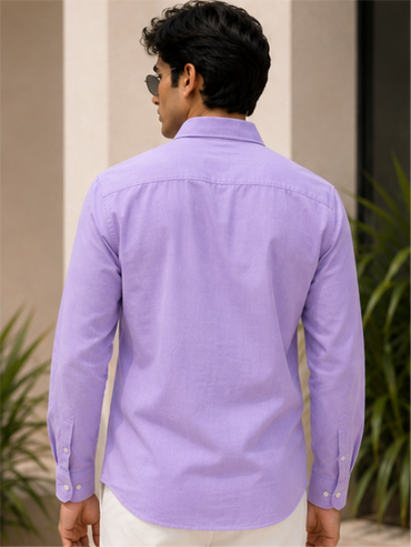 Men's Premium Solid Cotton Casual Shirt, Purple