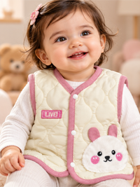 Baby Ultra-Soft Quilted Winter Waistcoat Unisex with Cute Animal Patch
